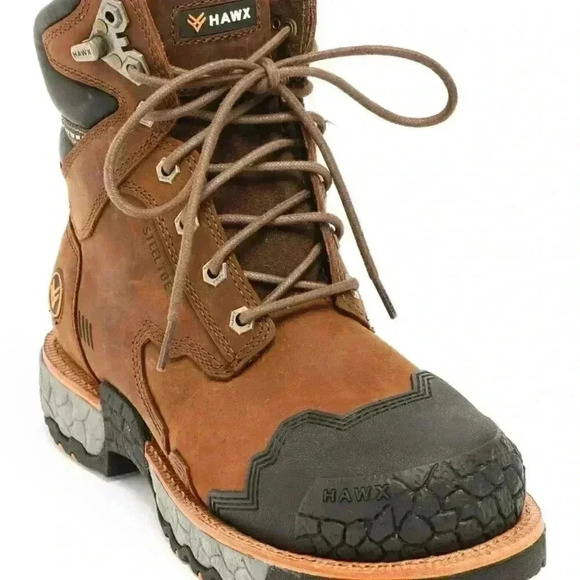 Hawx Men's Legion Steel Toe Brown Work Boots - Picture 1 of 6